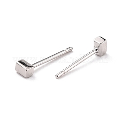 Anti-Tarnish Minimalist Rectangle Rhodium Plated 925 Sterling Silver Stud Earrings&nbsp;EJEW-I259-06P
