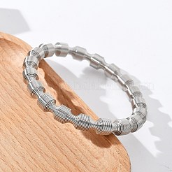 女性用304ステンレススチールストレッチバングル  ステンレス鋼色  1/4インチ（0.75cm）  内径：2-1/8インチ（5.25cm）&nbsp;BJEW-P315-02F-P
