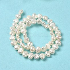 天然養殖淡水パールビーズ連売り  研磨両側  グレード4a+  フローラルホワイト  6~7x7.5~8x5~5.5mm  穴：0.6mm  約53個/連  13.43~13.58''（34.1~34.5センチメートル）&nbsp;PEAR-E017-08