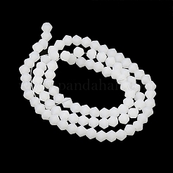 模造翡翠すりガラスビーズ連売り  多面カット双円錐形  ホワイト  4.5x3.5~4mm  穴：1mm  約75~78個/連  28~29cm&nbsp;X1-GLAA-F029-JM4mm-B06