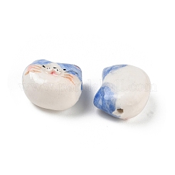 手作り樹脂粘土ビーズ  猫の形  藤紫色  15~18x18~20x10~13mm  穴：1.7~1.9mm&nbsp;PY-CBABDB7-04C