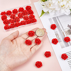 40Pcs Synthetic Coral 3D Flower Rose Carved Beads&nbsp;CORA-HY0001-03