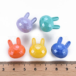 真珠色の不透明なアクリルビーズ  多面カット  片穴  兎  ミックスカラー  19x16.5x15mm  穴：3.5mm&nbsp;MACR-S373-40I