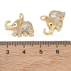 真鍮マイクロペーブブラックキュービックジルコニアペンダント  象のチャーム  18KGP本金メッキ  13x18x5mm  穴：3mm&nbsp;CU-CBAB0CF-18G