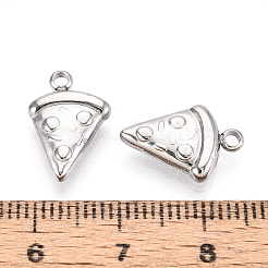 304ステンレススチールチャーム  変色防止  ピザチャーム  ステンレス鋼色  15x10x3mm  穴：1.8mm&nbsp;X-STAS-T067-78P
