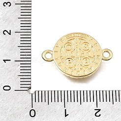 Brass Micro Pave Clear Cubic Zirconia Religion Flat Round Connector Charms&nbsp;KK-E802-31B-G