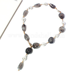 Alloy Resin Imitation Pearl Nuggets Lariat Necklaces for Women&nbsp;WG2BD40-01