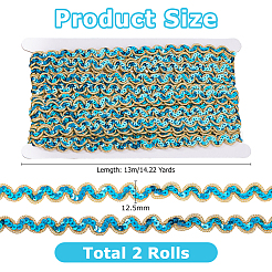 ポリエステルリボン  スパンコール  洋服アクセサリー用  ダークターコイズ  1/2インチ（12.5mm）  約14.22ヤード（13m）/ロール&nbsp;OCOR-WH0111-139A