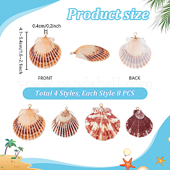 32Pcs 4 Style Natural Shell Pendant&nbsp;PALLOY-PH01861