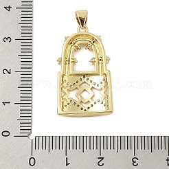 Lock Shape Rack Plating Brass Micro Pave Cubic Zirconia Pendants&nbsp;KK-Z074-38G
