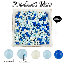 不透明なアクリルビーズ  ラウンド  ダークブルー  5~5.5x5.5~5.8x5.5~5.8mm  穴：1.5mm  1500個/セット&nbsp;SACR-PA0001-04A-04