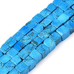 天然石ターコイズビーズ連売り  キューブ  6~7x6~6.5x6~6.5mm  穴：1mm  約60~61個/連  15~15.366''（38.1~39センチメートル）&nbsp;G-T139-6x6-10A