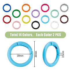 28Pcs 14 Colors Spray Painted Alloy Spring Gate Rings&nbsp;FIND-HY0003-01