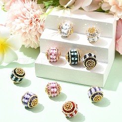 ネパールスタイルの不透明アクリルビーズ  ラウンド  カラフル  16~16.5x17~17.5mm  穴：2mm&nbsp;OACR-CJC0018-13
