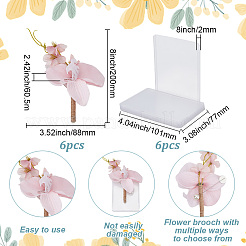 絹布 造花 ブートニエール  プラスチックと鉄のブローチ付き  結婚式のための  パーティーの装飾  PVC IDカードホルダー付き  パールピンク  200x88x60.5mm  6pc&nbsp;AJEW-DR0001-55B