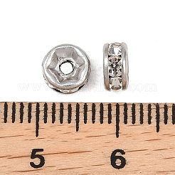 304ステンレススチールラインストーンスペーサービーズ  フラットラウンド  ステンレス鋼色  6x3mm  穴：1.4mm&nbsp;X-STAS-P444-01A-P