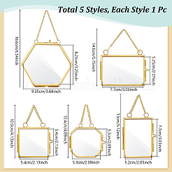 5Pcs 5 Styles Iron & Brass & Alloy Hanging Photo Frames&nbsp;AJEW-GW0001-08