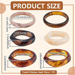 6Pcs 6 Styles Resin & Acrylic Bangles&nbsp;BJEW-PH0004-71