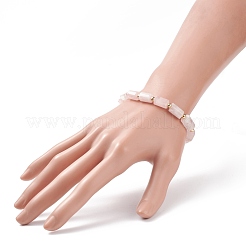 天然ローズクォーツコラムビーズストレッチブレスレット  女性のためのアクセサリー用原石のアクセサリー  内径：2-1/8インチ（5.4cm）&nbsp;BJEW-JB08596-02