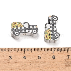 プリントウッドビーズ  車  11.5x19.5x5.5mm  穴：2.5mm&nbsp;WOOD-D289-02I