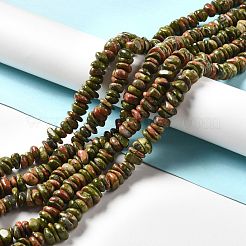 天然石ユナカイトビーズ連売り  チップ  2~5x8~12mm  穴：1~1.2mm  約103~107個/連  15.35~15.55''（39~39.5センチメートル）&nbsp;G-G841-B13