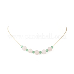 Round Natural Malaysia Jade & Rose Quartz Beaded Necklace & Bracelet & Dangle Earring Sets&nbsp;SJEW-JS01333