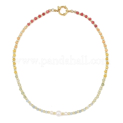 Gradient Color Gemstone & Natural Cultured Freshwater Pearl Beaded Necklaces&nbsp;NJEW-JN06316