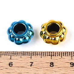 UVメッキ不透明アクリルヨーロピアンビーズ  大穴ビーズ  虹色の  花  ミックスカラー  13.5x8mm  穴：6mm&nbsp;PACR-T017-16M