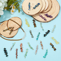 32Pcs 16 Styles Natural Chip Gemstone Beaded Connector Charms&nbsp;PALLOY-GO00059