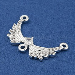 Rack Plating Brass Pave Clear Cubic Zirconia Wing Chandelier Component Links&nbsp;KK-F089-16S