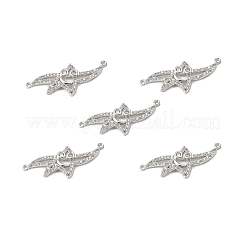 Brass Pave Clear Cubic Zirconia Connector Charms&nbsp;KK-E068-VB381