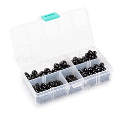 340Pcs 4 Sizes Synthetic Black Stone Beads Strands&nbsp;G-LS0001-10