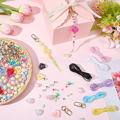 DIYペンダントデコレーション作成キット  アクリルおよびCCBプラスチックビーズを含む  合金スイベルクラスプとナイロン糸  ミックスカラー  1mm&nbsp;DIY-BM0002-65