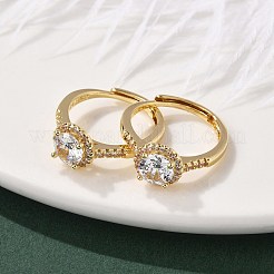 Brass Micro Pave Clear Cubic Zirconia Finger Rings for Women&nbsp;RJEW-U049-06G