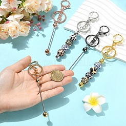 5Pcs 5 Colors Alloy Bar Beadable Keychain for Jewelry Making DIY Crafts&nbsp;KEYC-YW0001-32