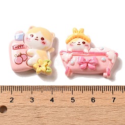 バス 子猫 樹脂 デコデン カボション  猫の形 混合形  ミックスカラー  24.5~28.5x19~30.5x7.5~8mm&nbsp;RESI-E053-05