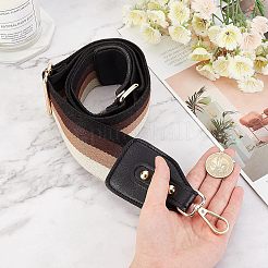 コットン生地＆PUレザーバッグストラップ  合金回転式ナスカン付き  ストライプ模様付き  バッグ交換用アクセサリー  ダークオレンジ  87~132x5~5.6cm&nbsp;FIND-WH0001-55A