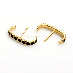 Brass Enamel Stud Earrings&nbsp;EJEW-L234-80-G