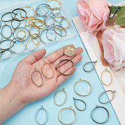45Pcs 9 Styles Rack Plating Alloy Open Back Bezel Pendants&nbsp;FIND-OC0003-31