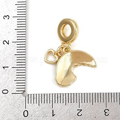 真鍮のカラフルなエナメルのヨーロッパ風ダングルチャーム  レインボーハートの大きな穴のペンダント  18KGP本金メッキ  25.5mm  穴：4.8mm&nbsp;KK-N271-29G