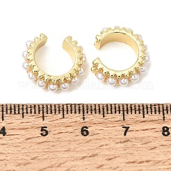 真鍮、ABS樹脂、パールを使用した女性用カフピアス  ラックめっき  長持ちメッキ  カドミウムフリー＆鉛フリー  18KGP本金メッキ  ホワイト  16x5x15mm&nbsp;PL-CBA43D6-03G