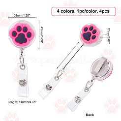 4 Pcs 4 Styles PVC Paw Badge Reel&nbsp;AJEW-CA0001-28A