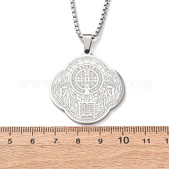 304ステンレススチール製セントベネディクトペンダントネックレス  ステンレス鋼色  クロス  23.78インチ（60.4cm）&nbsp;LS-NJEW-B153-02A-P