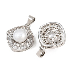 Brass Micro Pave Clear Cubic Zirconia Pendants&nbsp;KK-CBA6A75-43P