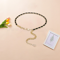 1Pc Black PU Leather & Alloy Twisted Waist Body Chains for Woman&nbsp;DIY-CL0001-10