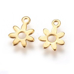 304ステンレススチールチャーム  花  ゴールドカラー  10.7x8x0.6mm  穴：1.2mm&nbsp;STAS-E447-16G