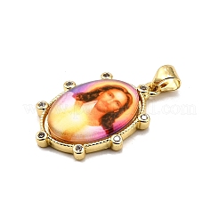 Rack Plating Brass Micro Pave Cubic Zirconia Glue Photographic Paper Pendants&nbsp;KK-D343-03G