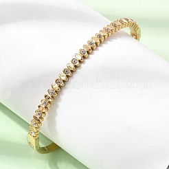 304ステンレススチール製クリスタルラインストーンホースアイヒンジ付きカフバングル（女性用）  18KGP本金メッキ  内径：2.36x1.99インチ（6x5.05cm）&nbsp;SA-CBA61B8-11G