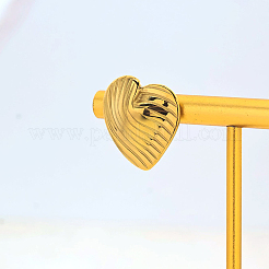 Stainless Steel Stripe Heart Stud Earrings&nbsp;AS8182