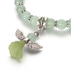 Trendy Natural Green Aventurine Beaded Acrylic Charm Bracelets&nbsp;BJEW-JB01792-04